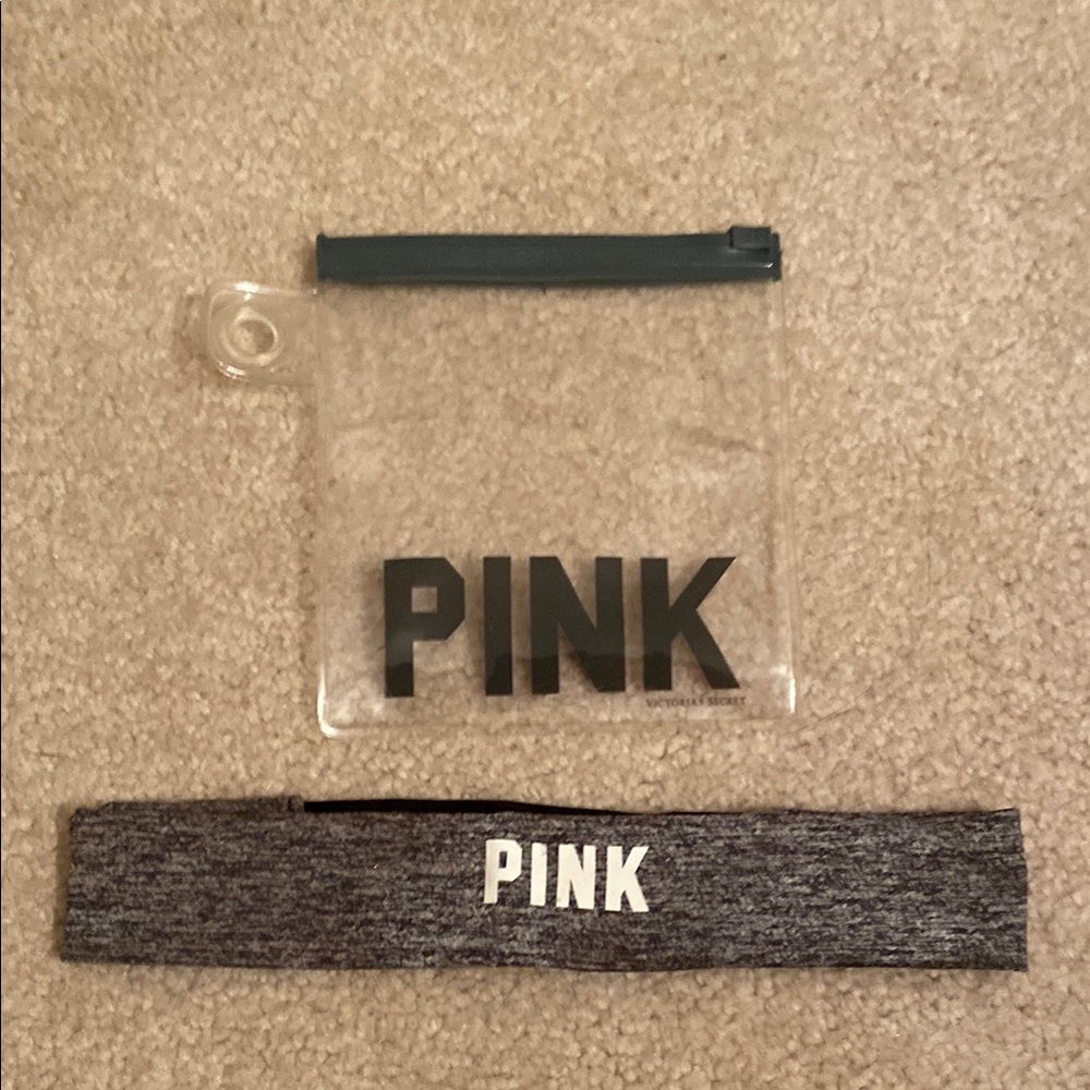 PINK Clear Pouch and Headband Set